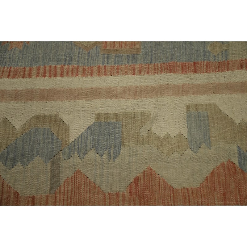 Hand Woven Oriental 100% Wool Carpet Southwestern Tribal Navy Blue & Blues Kilim Area Rug - 9' 11'' X 8' 4''