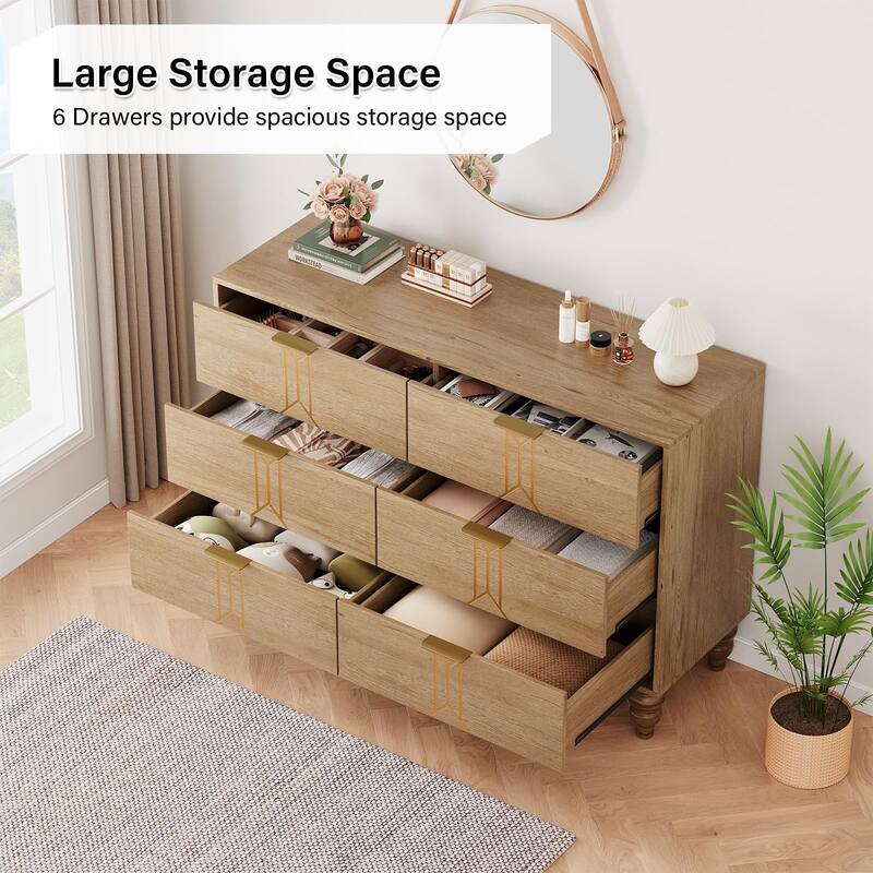 5/6 Drawer Dresser for Bedroom, Modern Wooden Chest with Deep Drawers, Storage Organizer
