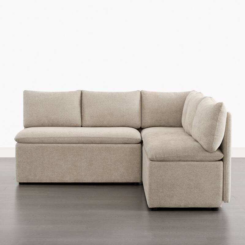 Spruce & Spring Modern 74" L-Shaped Dining Bench with Storage, Corner Breakfast Nook Banquette Bench