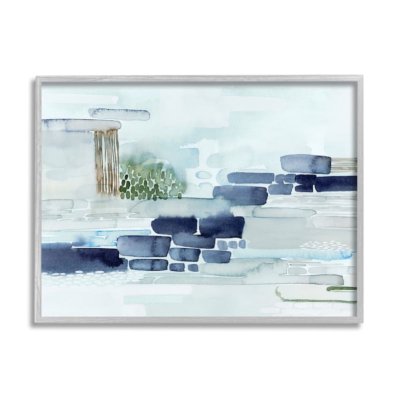 Stupell Modern Abstract Coastal Landscape Organic Blocks Framed Giclee Texturized Art by Grace Popp - 24 x 30 - Grey