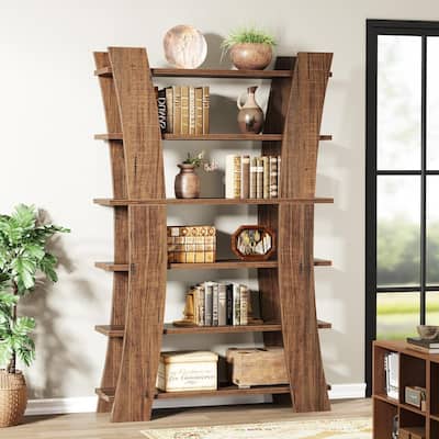 70.87 Inches Bookshelf Etagere Bookcase, 6-Tier Vintage Tall Bookshelves with 6 Open Shelves