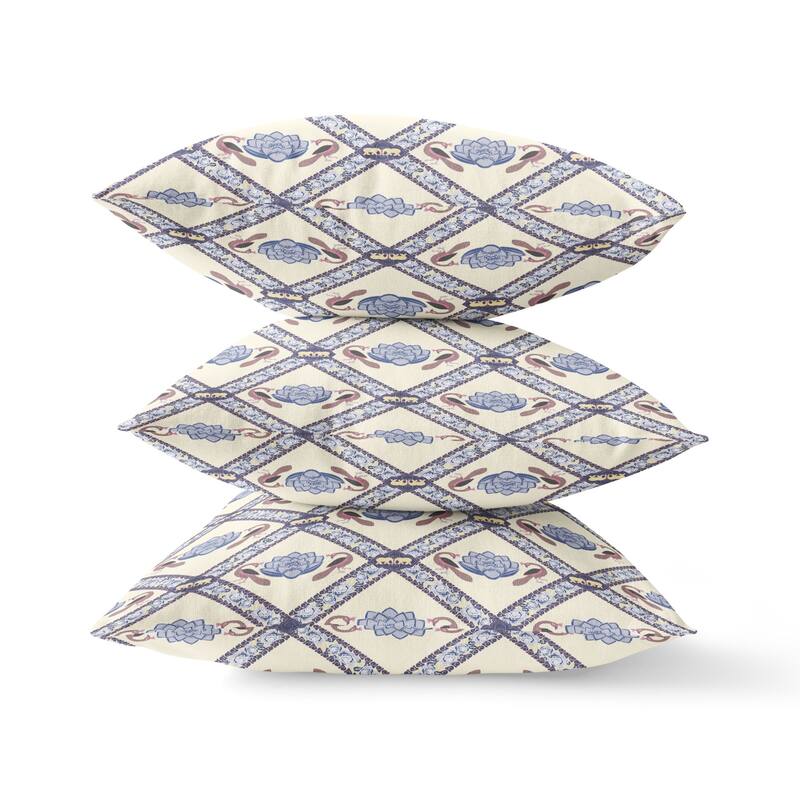 HomeRoots 16" X 16" Cream And Brown Blown Seam Geometric Indoor Outdoor Throw Pillow - 16.00' X '5.00' X '16.00