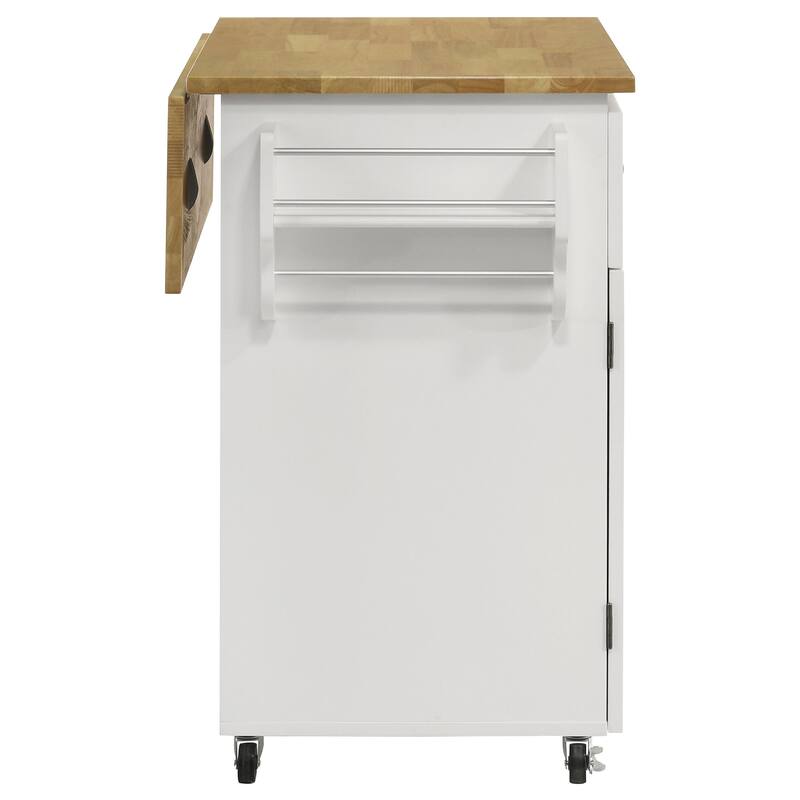 Jalen 3-door Kitchen Cart with Casters Natural Brown and White