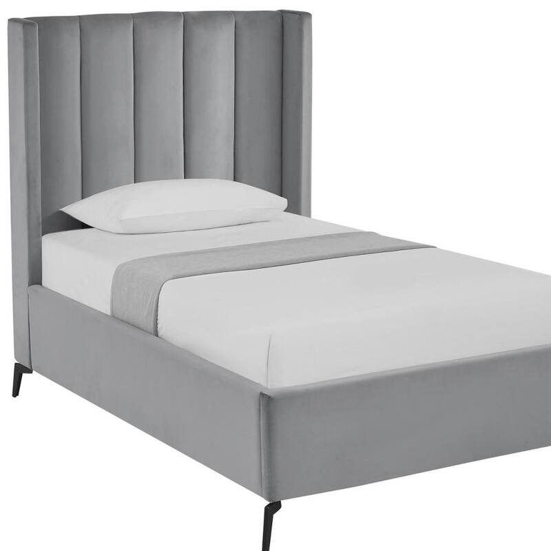 HomeRoots Green Velvet Upholstered Full Bed Frame