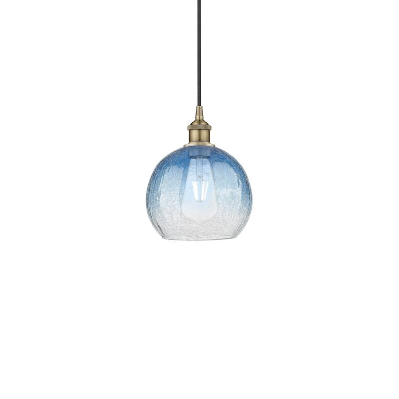 Innovations Lighting 616-1P-11-8 Brookhaven Globe Pendant Brookhaven - Antique Brass / Sapphire Blue