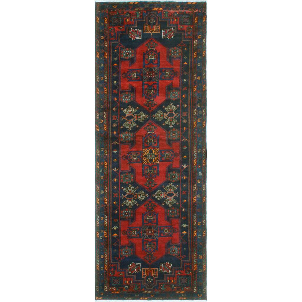 Noori Rug Fine Vintage Distressed Roslyn Charcoal/Red Runner - 3'9" x 10'9"