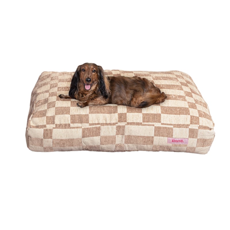 Mabel Designer Modern Ultra Soft Reversible Plush Rectangular Pet Bed with Washable Cover - 49.5 x 31.5 x 8.75 - Oatmeal Check
