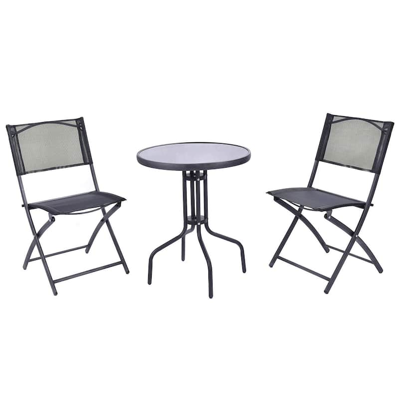 Gymax Outdoor Patio Furniture 3PCS Garden Backyard Folding Bistro Set - Set of 3