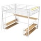 preview thumbnail 11 of 14, 61"H White Full Size Loft Bed with Open Frame Desk, Two 2-Tier Storage Shelves