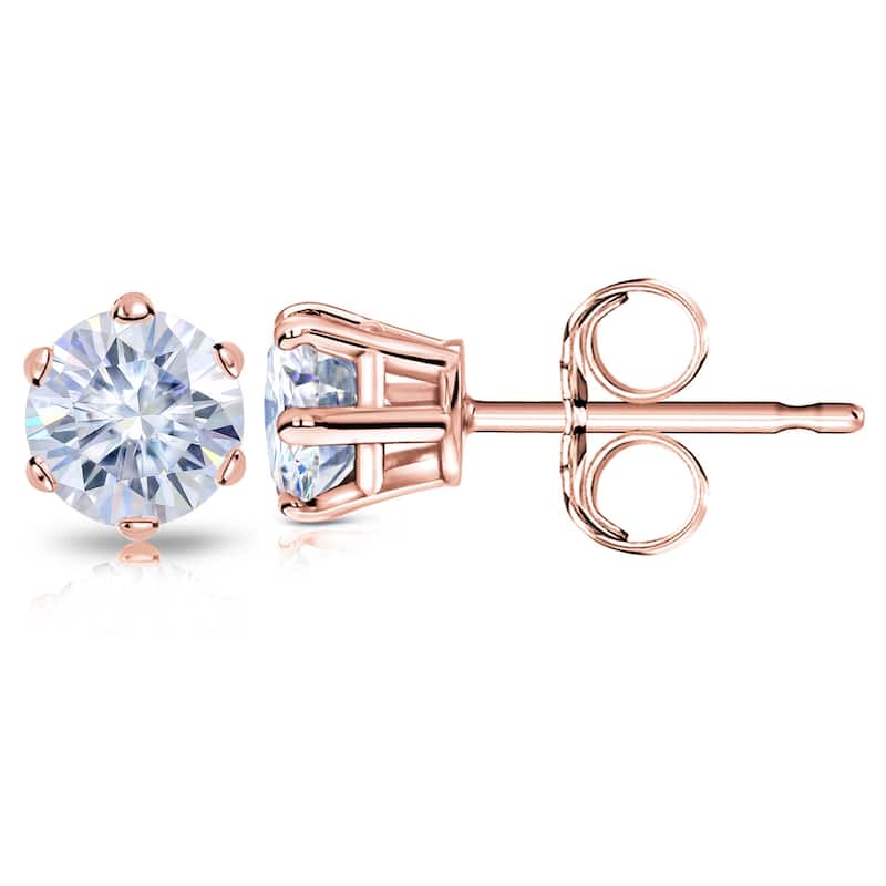 Auriya 7ctw Round Moissanite Stud Earrings 14k Gold - Rose