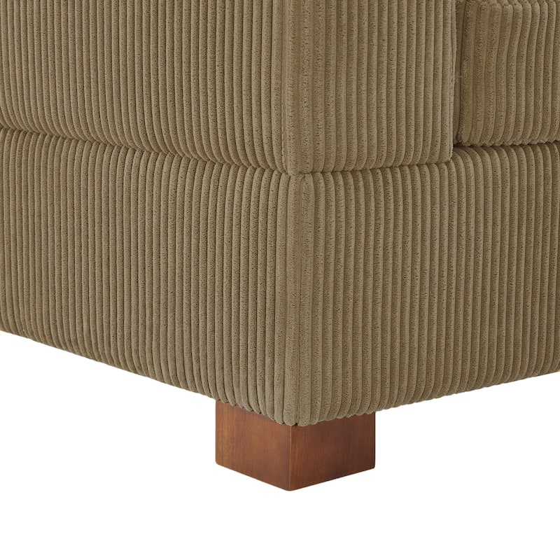 Modern L-Shaped Corduroy Modular Sectional Couch Sofa with Pillows