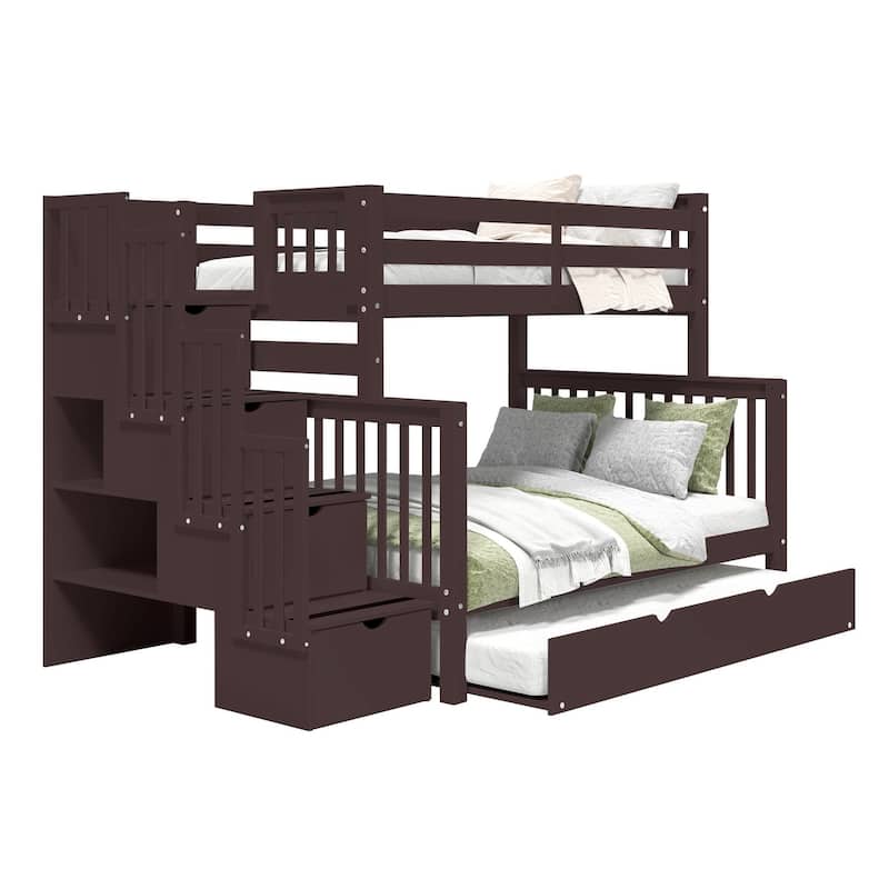 Taylor & Olive Trillium Twin over Full Stairway Bunk Bed, Twin Trundle