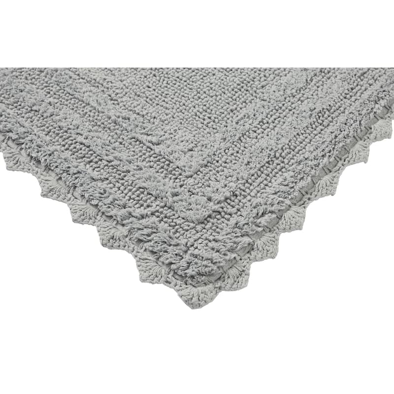 Better Trends Bath Rugs Set 100% Cotton Soft & Water Absorbent Tufted Bathroom Rug for Shower, Sink Bath Mats Lilly Crochet
