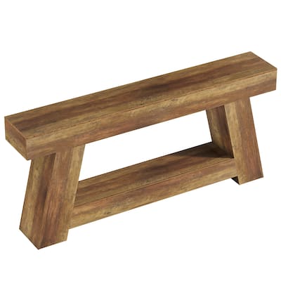 Industrial Rectangular Wooden 2-Tier Console Table for Extra Storage