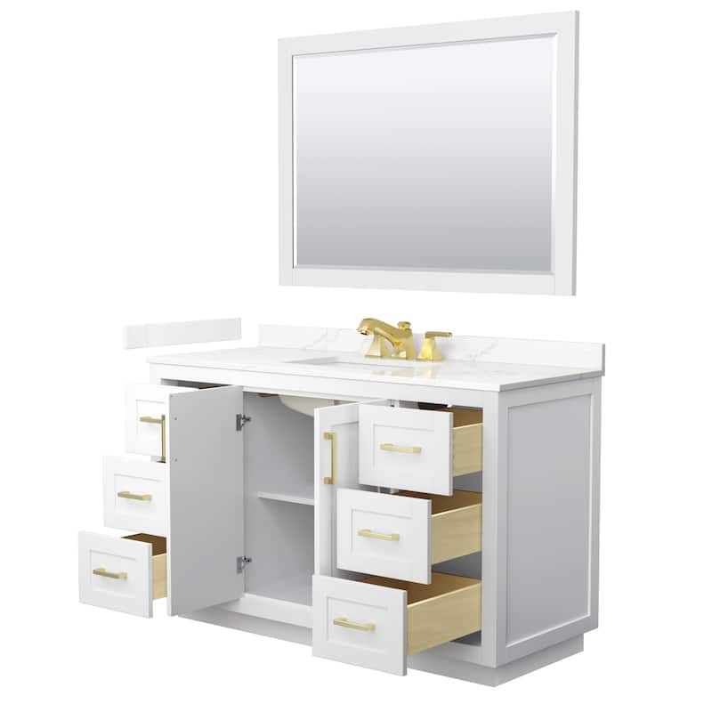Miranda 54-inch Single Vanity, Quartz Top, 46-inch Mirror