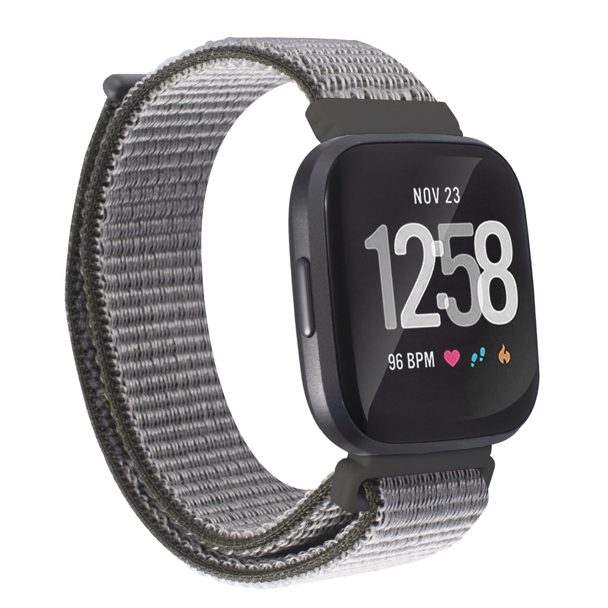 Nylon Wristband Watch Strap for Fitbit Versa 1/2, Dark Olive - Green