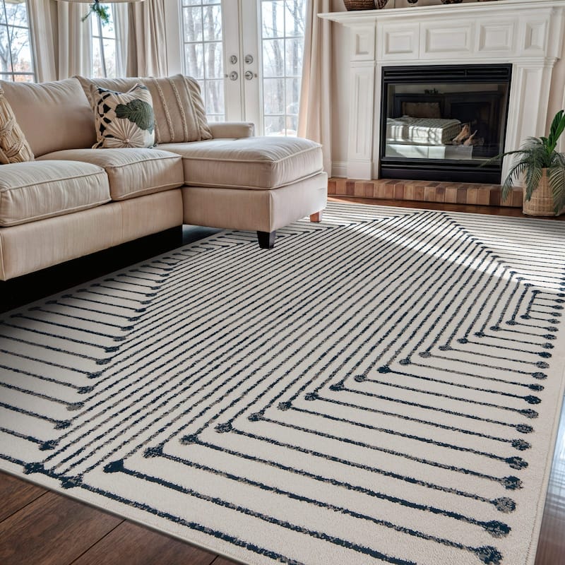 Modern Geometric Durable Area Rug, Pet Friendly for Any Room