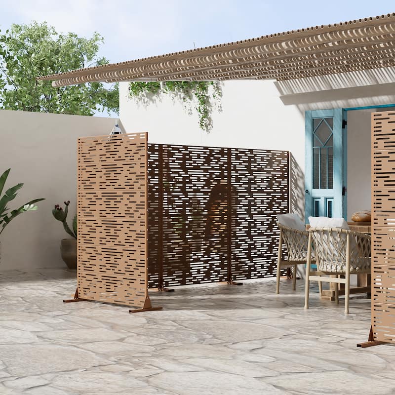 Dovelina 6ft.x 4ft. Outdoor Freestanding Metal Privacy Screen Decorative Garden Fence - 72"x47"