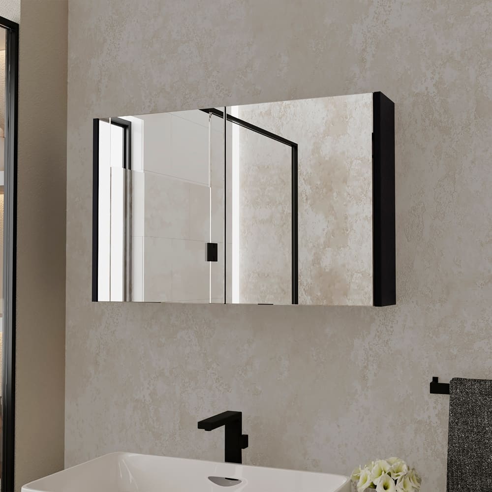 Mansfield Medicine Cabinet with Mirrored Doors, Spacious Shelves for Bathroom Storage,Compact and Functional Design