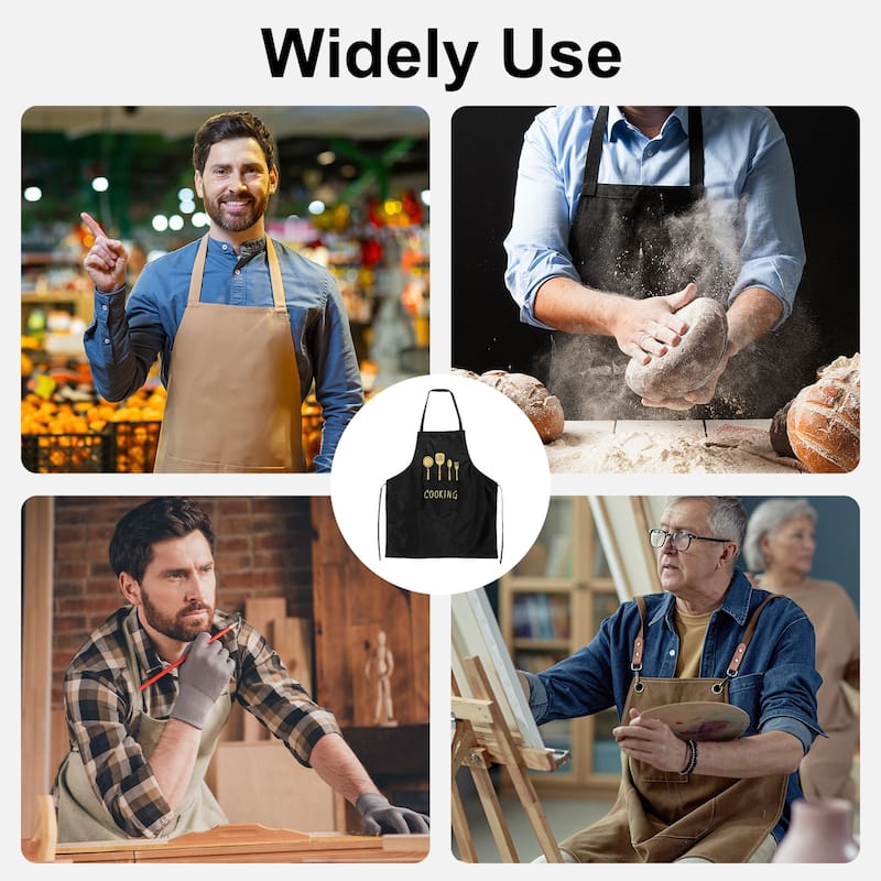 Bib Apron 72x65cm Unisex Cooking Aprons with 2 Pockets - 28.35" x 25.59"