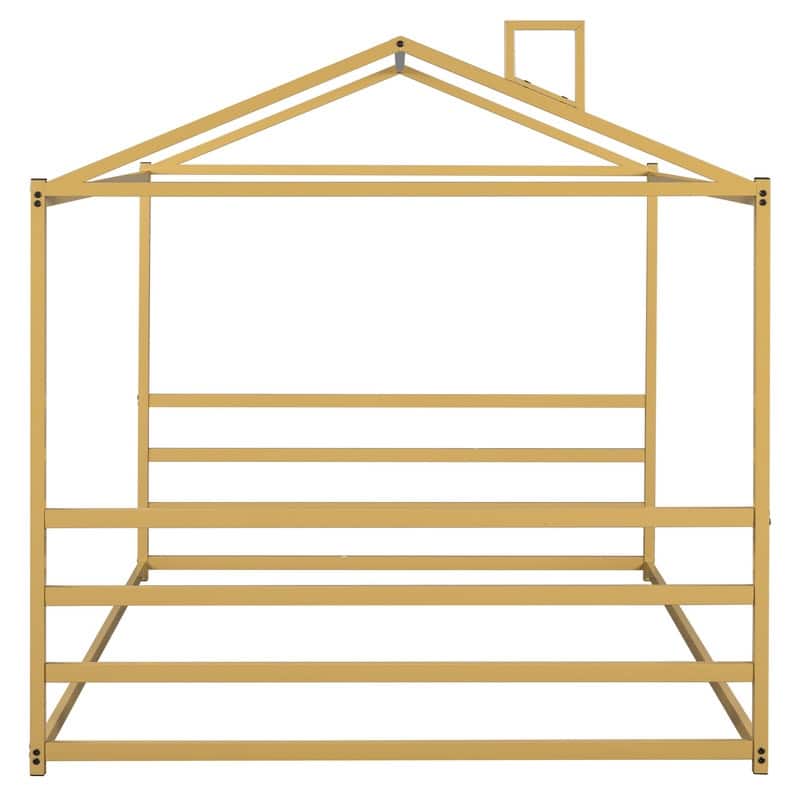 Queen House Shape Metal Platform Bed