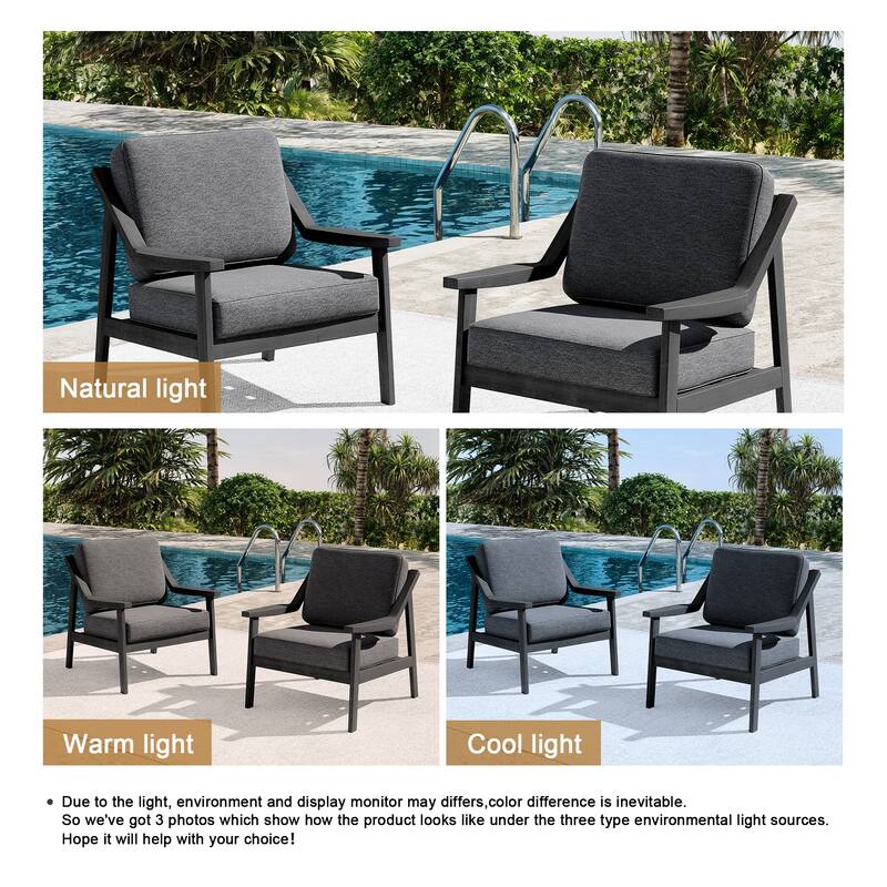 Outdoor Patio Club Chair Arm Lounge Cushion Chair (Set of 2)