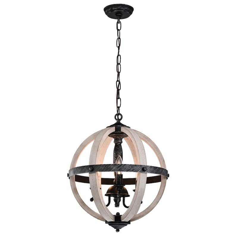 Davi 16 Inch Antique Imitation Wood Farmhouse Pendant 3-Light