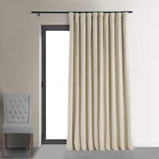 Exclusive Fabrics Signature Extra Wide Ivory Velvet Blackout Curtain (1 Panel) - Luxurious Blackout Drapery for Elegant Décor
