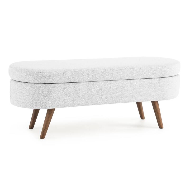 Oval Storage Bench with Rubber Wood Legs