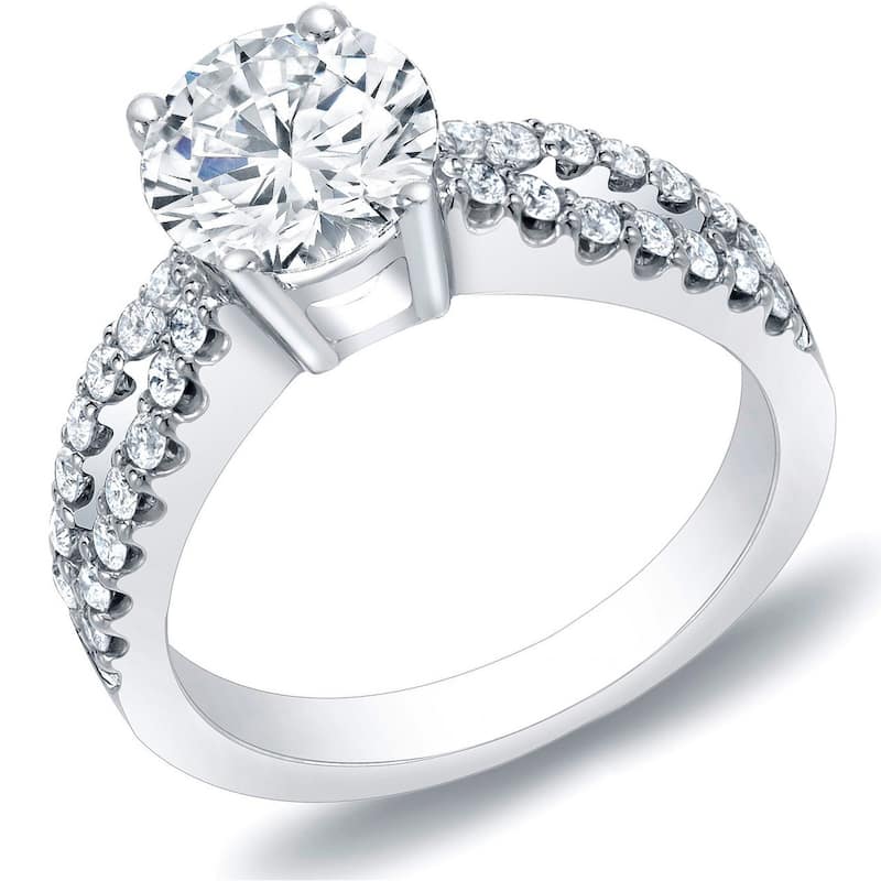 Auriya 14k Gold Round Diamond Engagement Ring 1ctw Split-band - White - 4.5