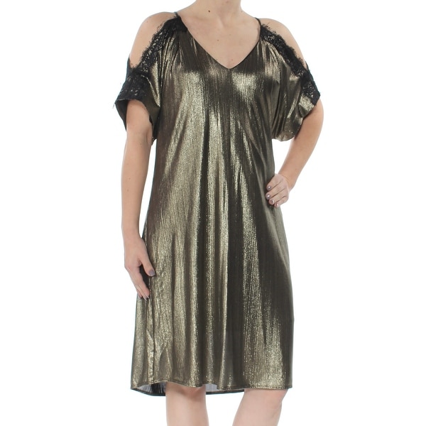 gold shift dress with sleeves