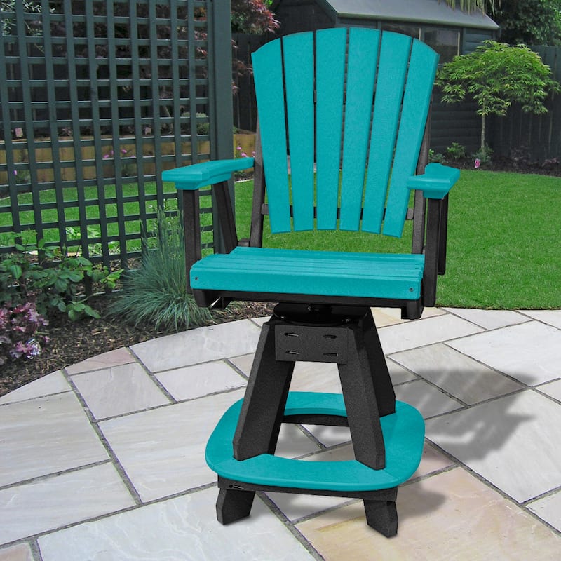 OS Home and Office Model Counter Height Swivel Arm Chair in Aruba Blue on a Black Base - N/A