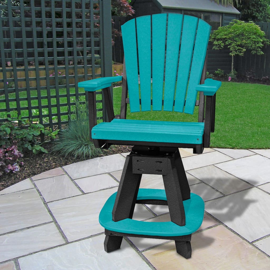 OS Home and Office Model Counter Height Swivel Arm Chair in Aruba Blue on a Black Base