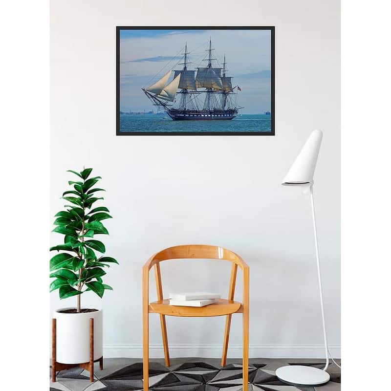 Boston Harbor USS Constitution Ole Ironsides Photography by Wayne Collamore Framed Poster - 24 x 36 Inch