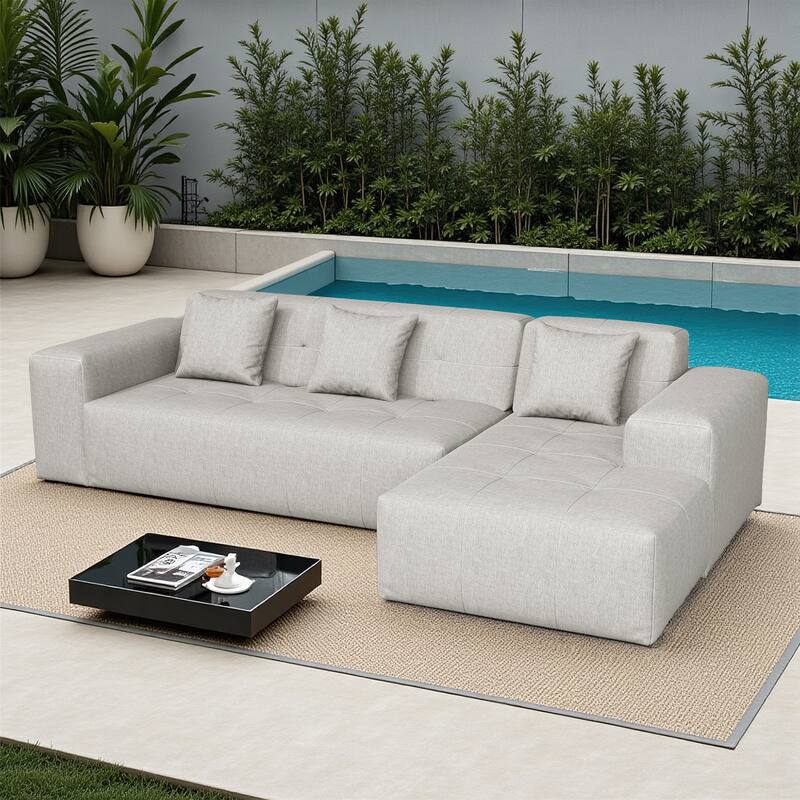 Outdoor Upholstered Chaise Modular Sectional Sofa Set