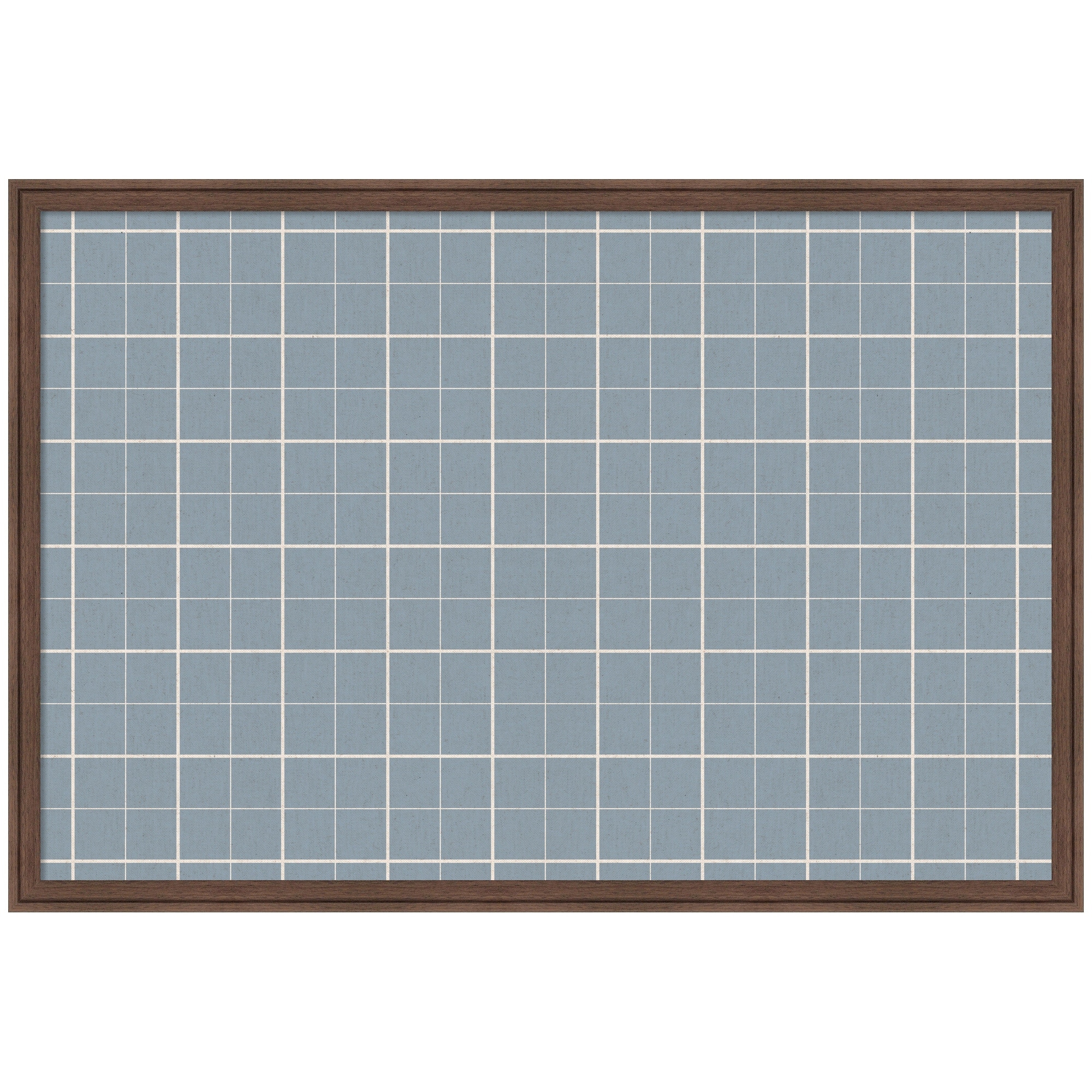 Kate and Laurel Framed Fabric Pinboard Light Blue Plaid Wall Organization