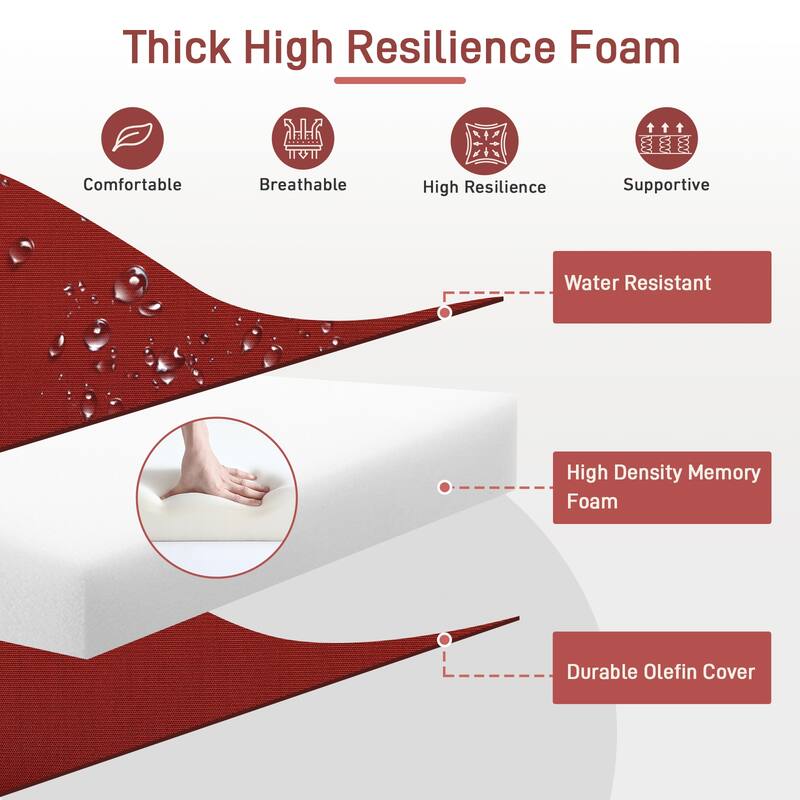 Aoodor Outdoor Deep Seat Chair Cushion Set (Set of 2 Seats, 2 Backs, 2 Pillows)