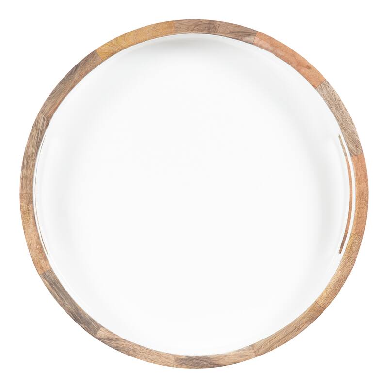 Kate and Laurel Ehrens Round Decorative Wood Tray