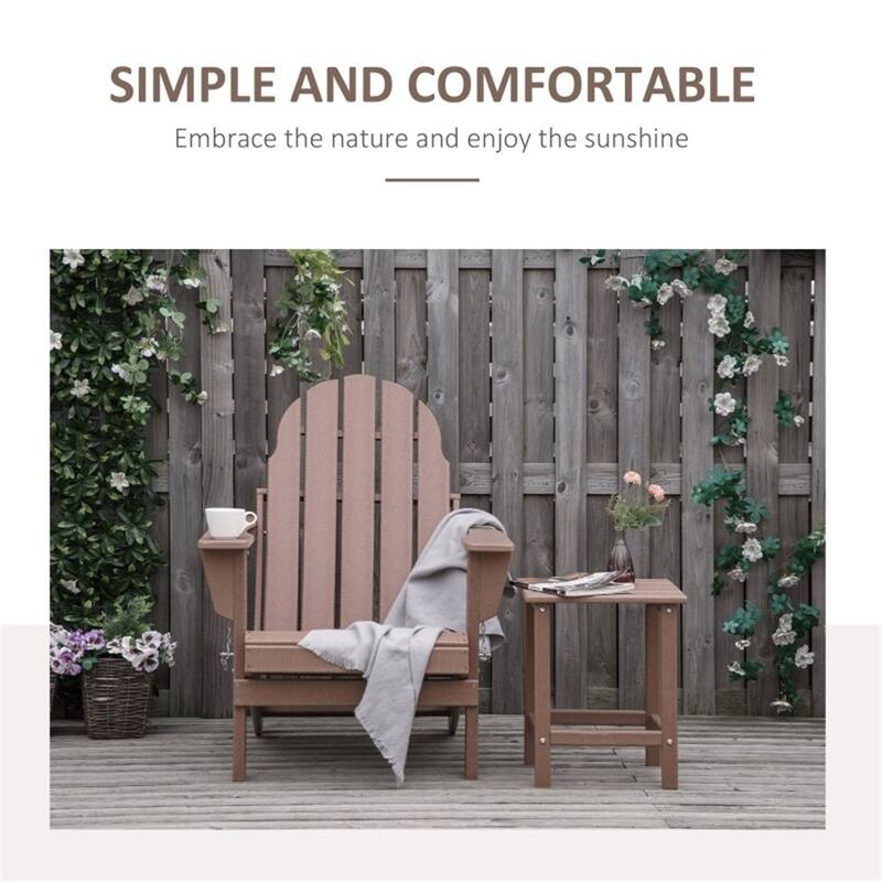 Brown HDPE Adirondack Chair with Recline, Wide Armrests and Foldable - 29.5" W x 34.25" D x 36.5" H