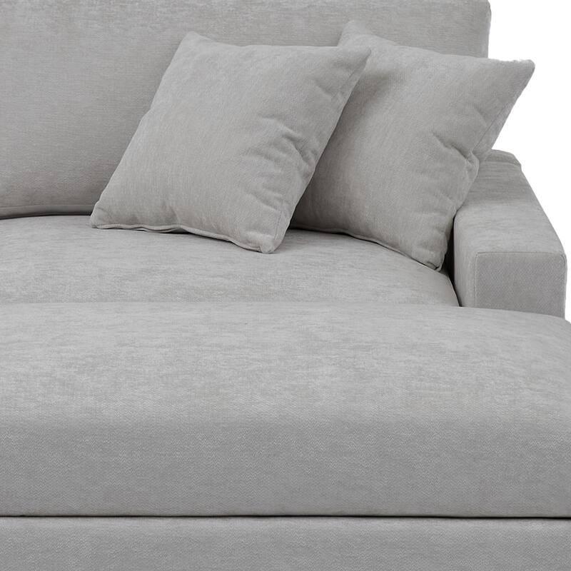 Modern Chenille Chaise Lounge Set with Ottoman