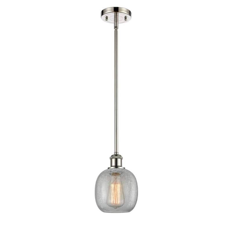 Innovations Lighting Belfast 6" Wide Mini Pendant - Polished Nickel / Clear Crackle