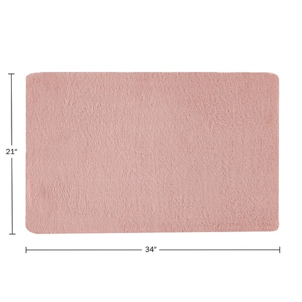 dimension image slide 0 of 11, Fake Fur Bath Mat - 21x34-Inch Machine Washable Nonslip Small Rug for Bathroom, Hallway, or Kitchen by Home-Complete