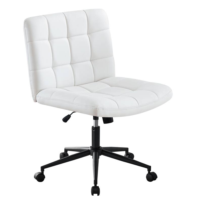 PU Leather Low Back Desk Chair, Swivel Computer Chair with Lumbar Support, Armless Desk Chair with Adjustable Height