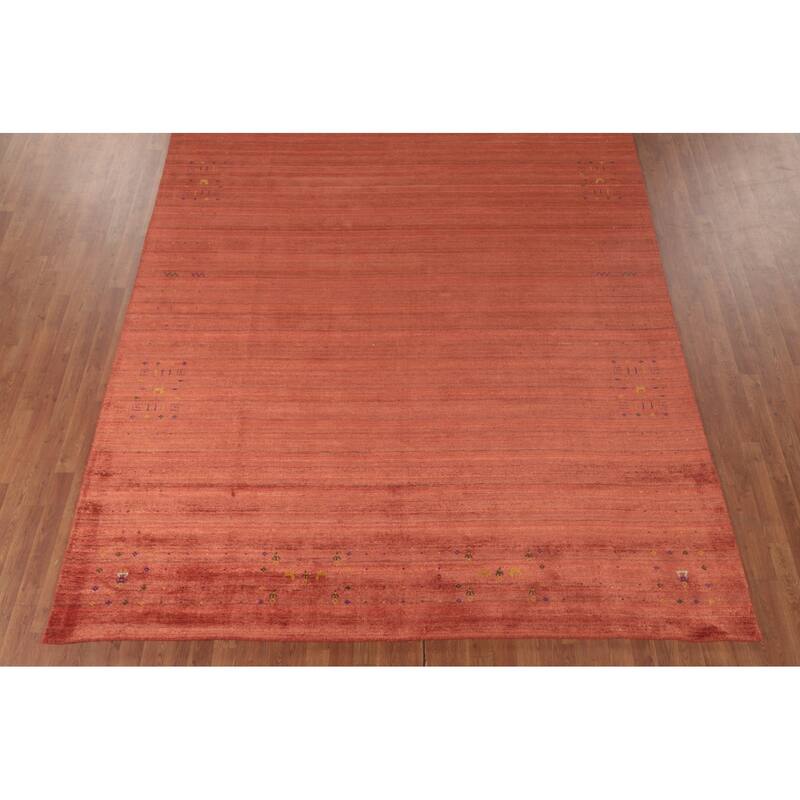 Striped Gabbeh Oriental Area Rug Handmade Bedroom Silk Carpet - 8'5"x 11'7"