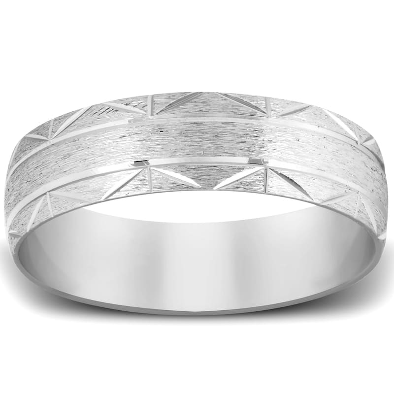 Brushed Wedding Band White Gold