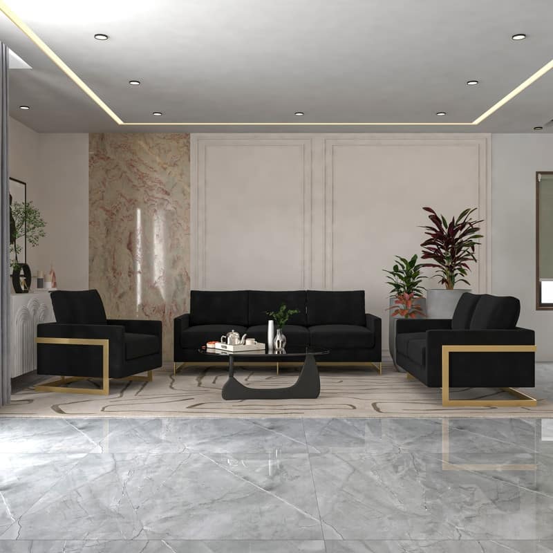 Lincoln Modern Velvet Accent Chair, Upholstered Designer Lounge Seating with Gold Frame for Living Room, Bedroom, Home Office