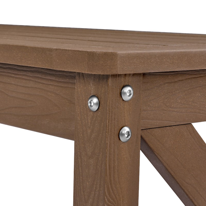 Modern 47.in All-Weather HDPS Outdoor Backless Bench