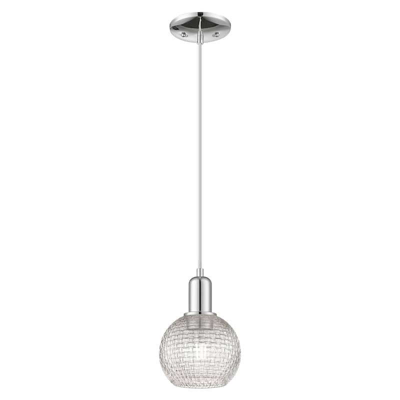 Innovations Lighting Endless Possibilities Arcadia - Athens - 1 Light 6" Basketweave Cord Hung Mini Pendant - Polished Chrome