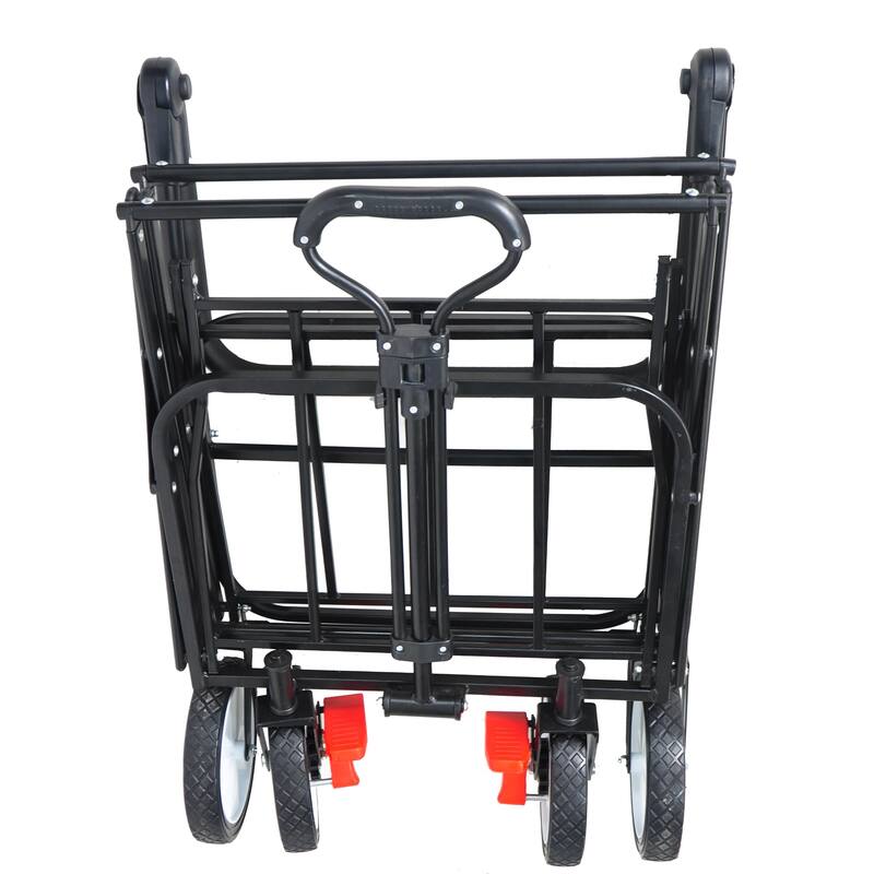 Heavy-Duty Folding Utility Cart with 360-Degree Swivel Wheels Adjustable Handle Steel Frame - 53.5*20.08*42.52in