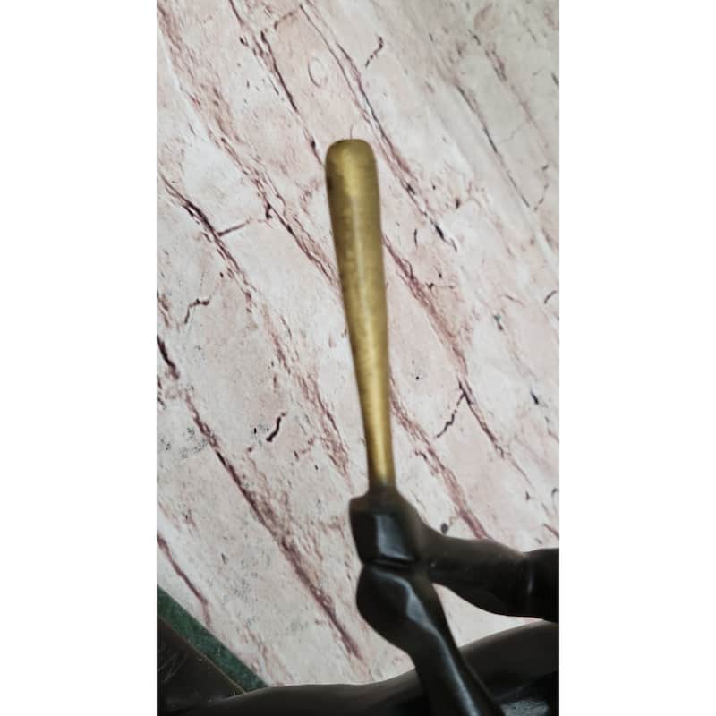 Signed Original Mario Nick Abstract Mid Century Baseball Player Bronze Sculpture